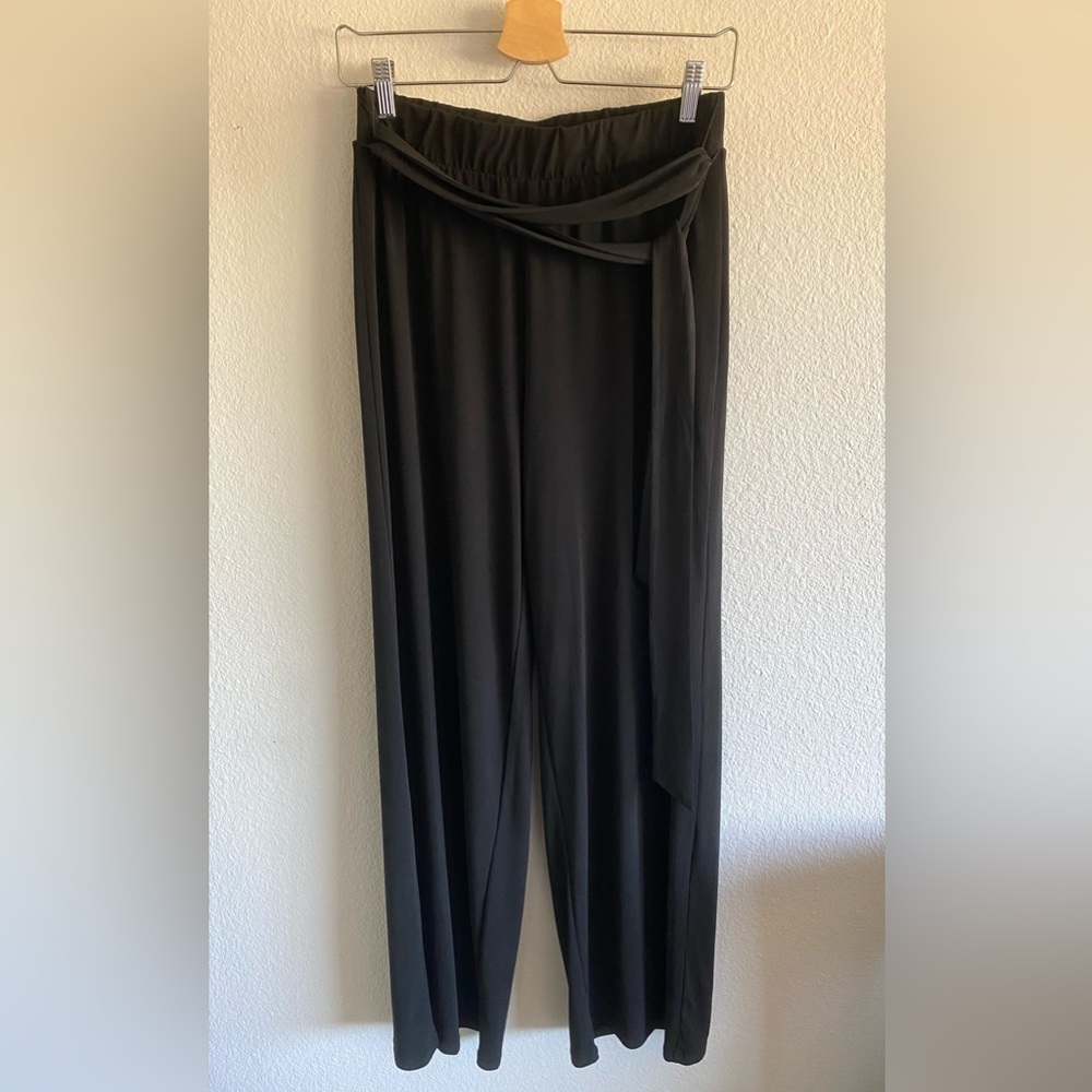 T Tahari Wide Leg Tie-Pant, Black - M